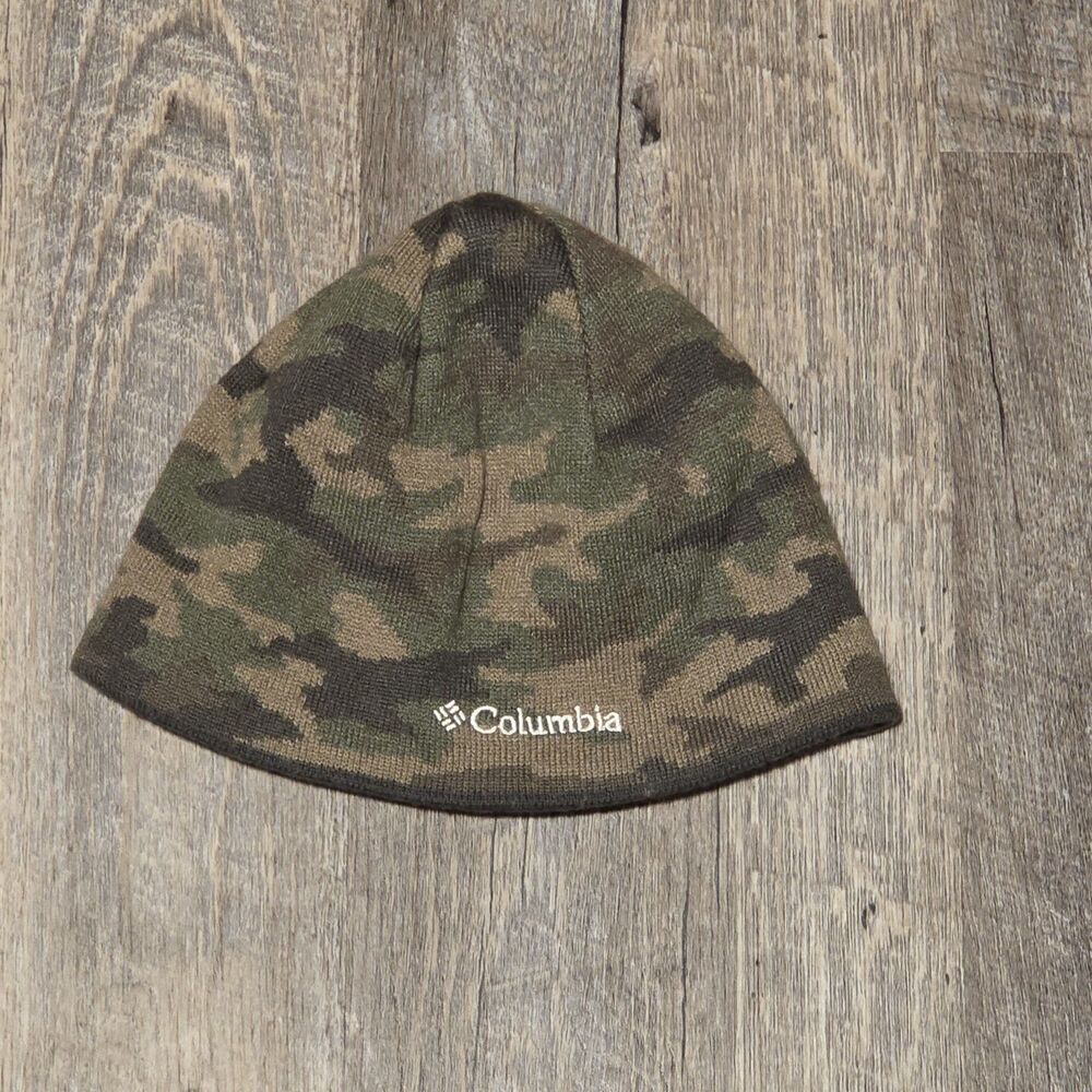 Columbia Reversible Beanie Hat Green Camouflage Outdoor Men's One Size